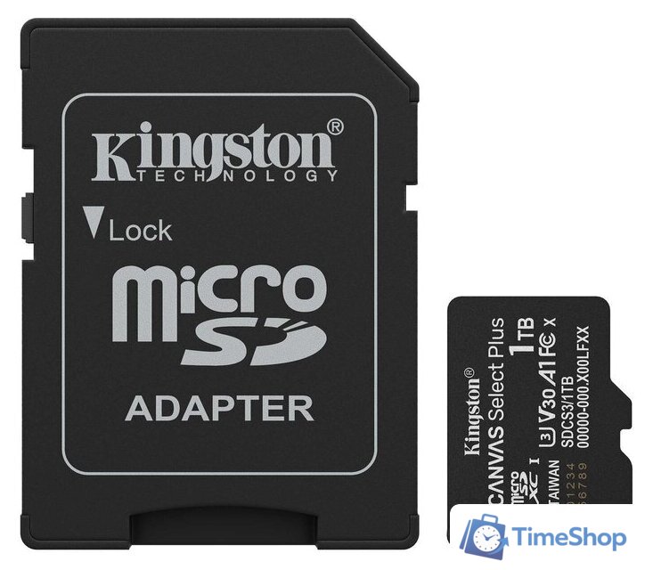 Карта памяти Kingston Canvas Select Plus microSDXC 1TB SDCS3/1TB (с адаптером) - Изображение №1 — Интернет-магазин Time-Shop