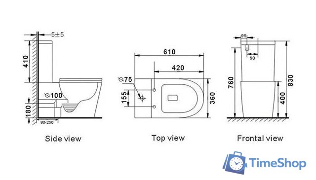 Унитаз напольный Roxen Wailet Tornado Rimless Soft Close 600175-01 - Изображение №12 — Интернет-магазин Time-Shop