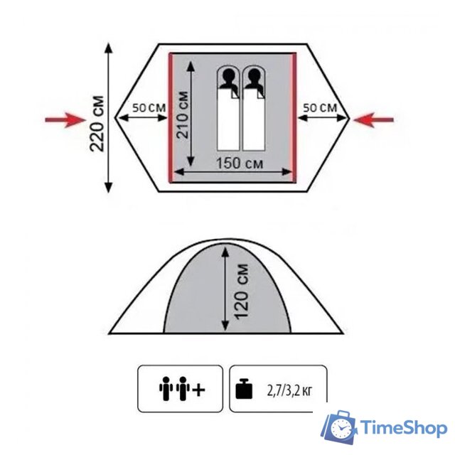 Треккинговая палатка Tramp Lite Tourist 2 (песочный) - Изображение №2 — Интернет-магазин Time-Shop