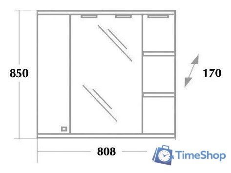  Onika Шкаф с зеркалом Эльбрус 80.02 правый (белый) [208022] - Изображение №4 — Интернет-магазин Time-Shop