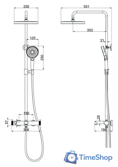 Душевая система  Vincea Rim VSFS-2RM1CH - Изображение №4 — Интернет-магазин Time-Shop