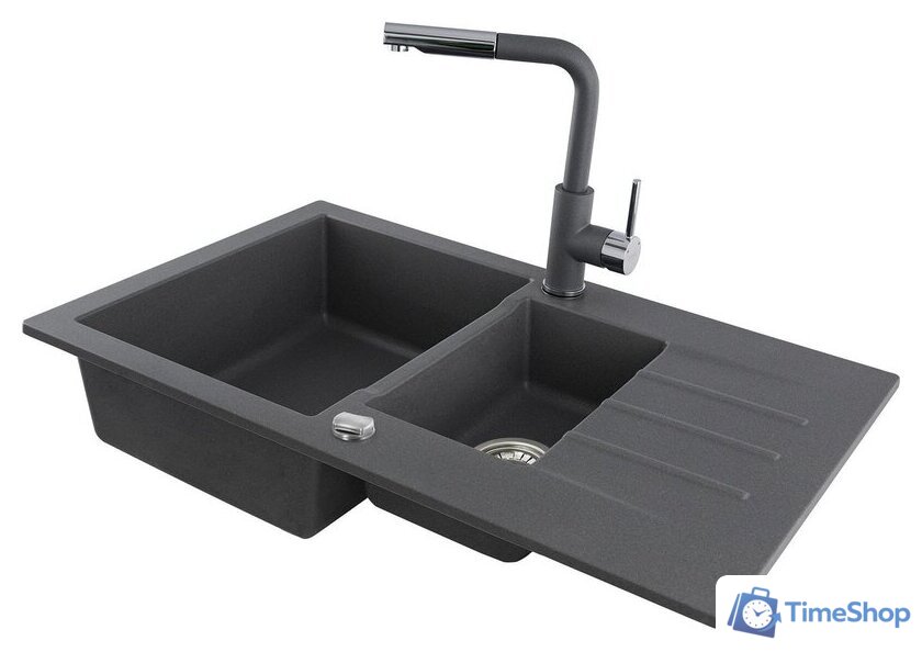 Кухонная мойка Kernau KGS A 6079 1.5B1D Grey Metallic - Изображение №5 — Интернет-магазин Time-Shop