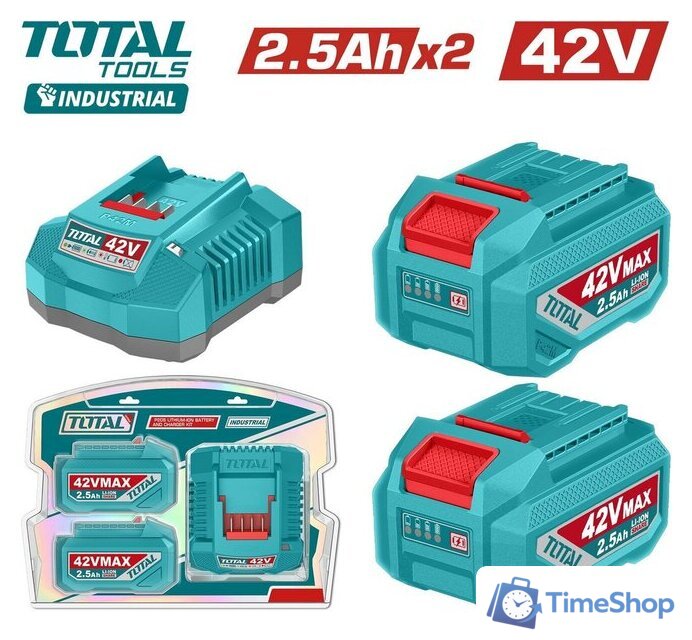 Аккумулятор с зарядным устройством Total TFBCPM25221 (42В/2x2.5 Ah + 42В) - Изображение №1 — Интернет-магазин Time-Shop