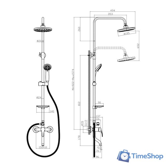 Душевая система  Rossinka Silvermix A35-46 - Изображение №2 — Интернет-магазин Time-Shop