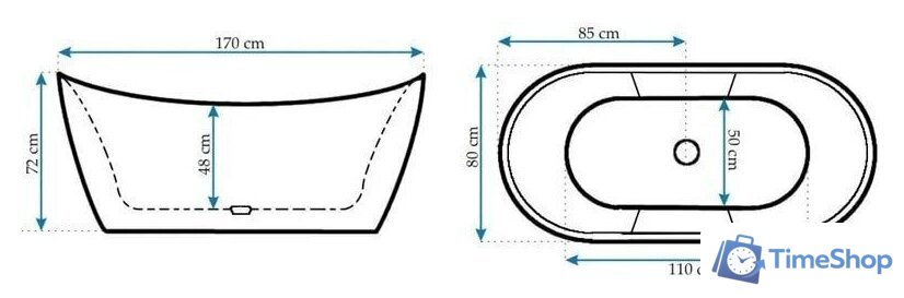 Ванна Rea Ferrano 170x80 - Изображение №7 — Интернет-магазин Time-Shop