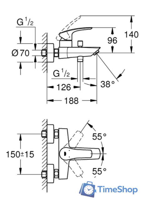 Смеситель Grohe Eurosmart 33300003 - Изображение №4 — Интернет-магазин Time-Shop