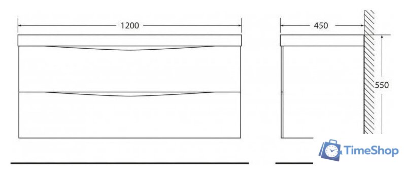  BelBagno Тумба под умывальник Marino-1200-2C-SO-NL-P (nero laccato lucid) - Изображение №3 — Интернет-магазин Time-Shop