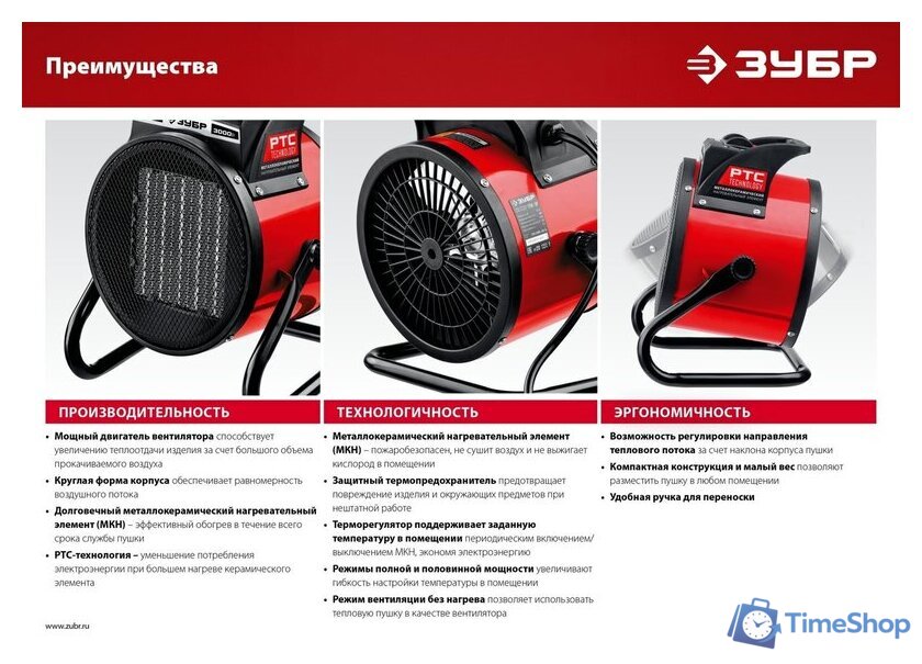 Электрическая тепловая пушка Зубр Мастер ТПК-2Р - Изображение №9 — Интернет-магазин Time-Shop