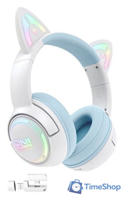 Наушники Onikuma GT838 Cat Ear (белый/голубой) - Изображение №1 — Интернет-магазин Time-Shop