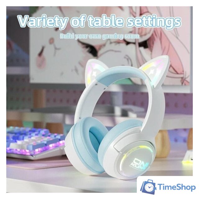 Наушники Onikuma GT838 Cat Ear (белый/голубой) - Изображение №8 — Интернет-магазин Time-Shop