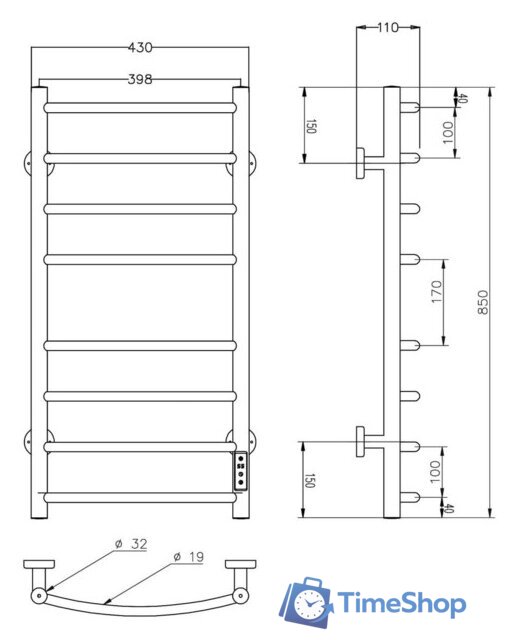 Полотенцесушитель Roxen Santi BK-109AW-8T 11030-4385W (белый) - Изображение №6 — Интернет-магазин Time-Shop