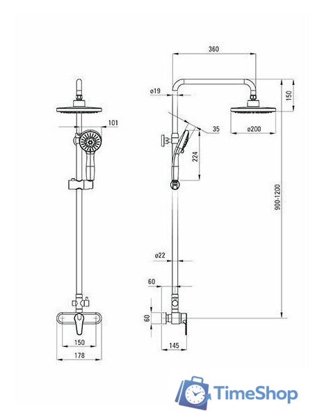 Душевая система  Deante Cascada Peonia NAC 016M - Изображение №2 — Интернет-магазин Time-Shop