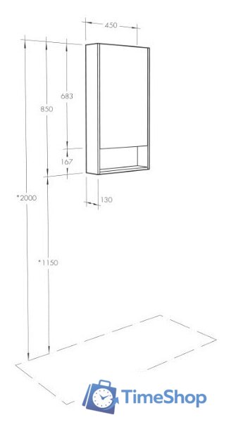  Акватон Шкаф с зеркалом Сканди 45 1A252002SD010 - Изображение №3 — Интернет-магазин Time-Shop