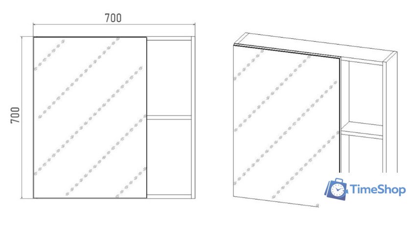  Viant Шкаф с зеркалом Бостон 70 VBOS70-ZSH - Изображение №7 — Интернет-магазин Time-Shop