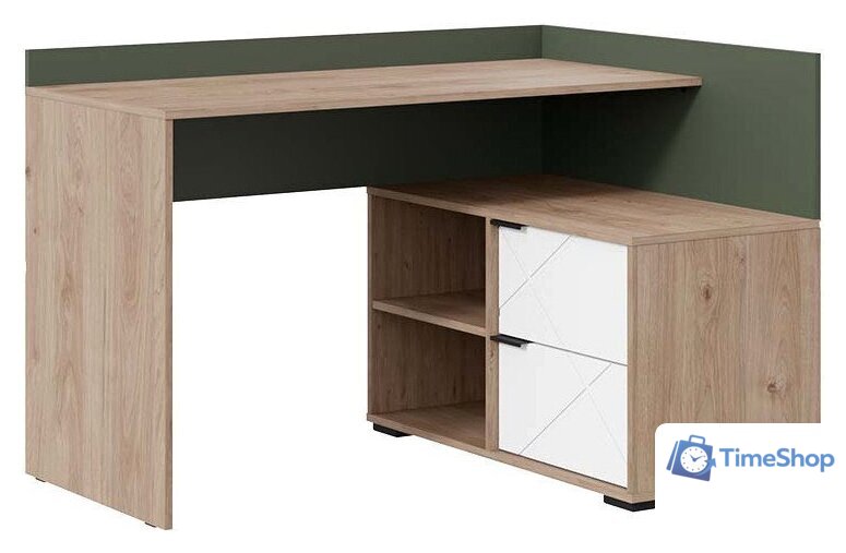 Стол Трия Лео угловой (гикори джексон/белый матовый/дымчатый зеленый) - Изображение №1 — Интернет-магазин Time-Shop