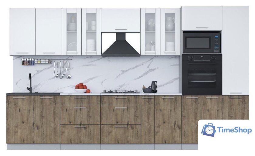 Готовая кухня Интерлиния Мила 3.6 ВТ (белый платинум/дуб веллингтон/белый гранит) - Изображение №1 — Интернет-магазин Time-Shop