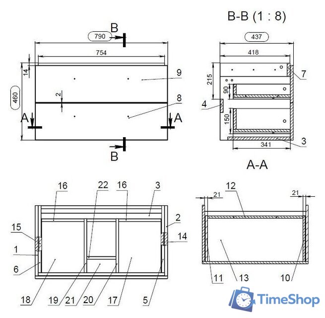  Cersanit Тумба под умывальник Lara 80 63416 64138 - Изображение №8 — Интернет-магазин Time-Shop