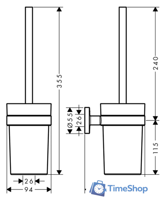 Ершик для унитаза Hansgrohe Logis Universal 41722000 - Изображение №2 — Интернет-магазин Time-Shop