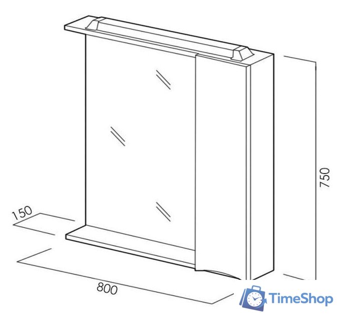  BelBagno Шкаф с зеркалом Marino-SPC-800/750-1A-BL-P-L (bianco lucido) - Изображение №5 — Интернет-магазин Time-Shop