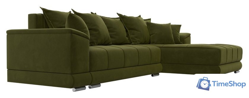 Угловой диван Лига диванов НордСтар правый 121114 (микровельвет зеленый/подушки микровельвет зеленый) - Изображение №4 — Интернет-магазин Time-Shop
