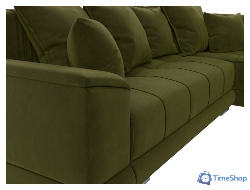 Угловой диван Лига диванов НордСтар правый 121114 (микровельвет зеленый/подушки микровельвет зеленый) - Изображение №3 — Интернет-магазин Time-Shop