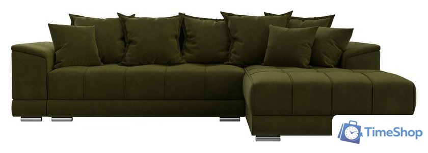 Угловой диван Лига диванов НордСтар правый 121114 (микровельвет зеленый/подушки микровельвет зеленый) - Изображение №2 — Интернет-магазин Time-Shop