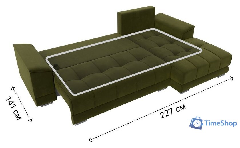 Угловой диван Лига диванов НордСтар правый 121114 (микровельвет зеленый/подушки микровельвет зеленый) - Изображение №9 — Интернет-магазин Time-Shop