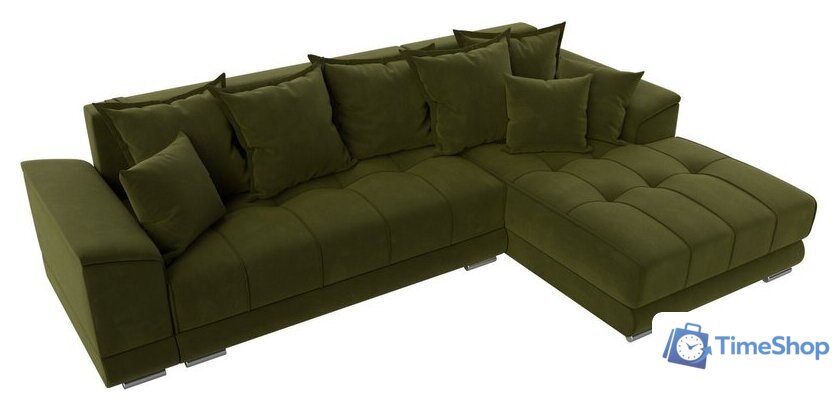 Угловой диван Лига диванов НордСтар правый 121114 (микровельвет зеленый/подушки микровельвет зеленый) - Изображение №6 — Интернет-магазин Time-Shop