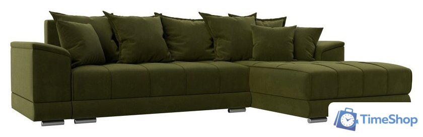 Угловой диван Лига диванов НордСтар правый 121114 (микровельвет зеленый/подушки микровельвет зеленый) - Изображение №1 — Интернет-магазин Time-Shop