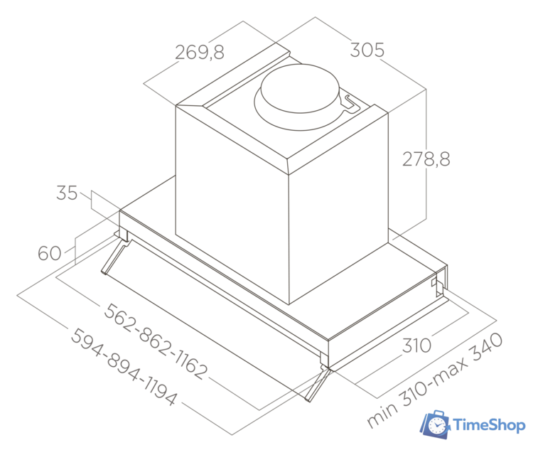 Кухонная вытяжка Elica Boxin LX/BL MAT/A/120 PRF0172168 - Изображение №3 — Интернет-магазин Time-Shop