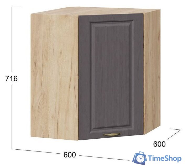 Шкаф навесной Трия Лина 1В6У (дуб крафт золотой/графит) - Изображение №3 — Интернет-магазин Time-Shop