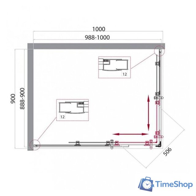 Душевой уголок BelBagno UNO-195-AH-2-100/90-P-Cr - Изображение №2 — Интернет-магазин Time-Shop