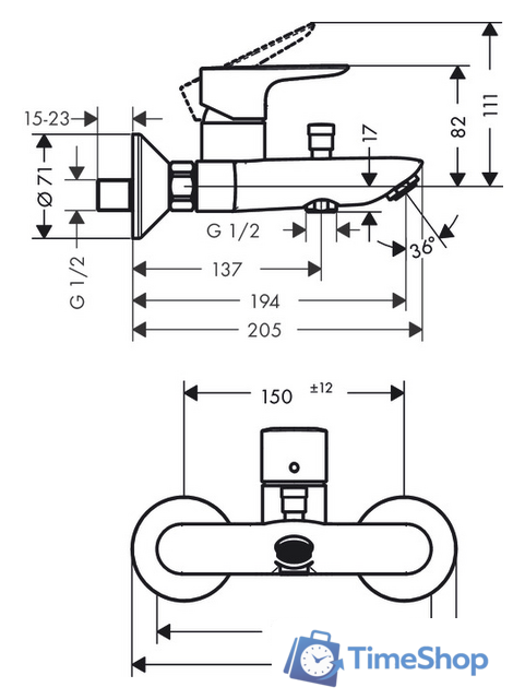 Смеситель Hansgrohe Talis E 71740670 (черный матовый) - Изображение №2 — Интернет-магазин Time-Shop