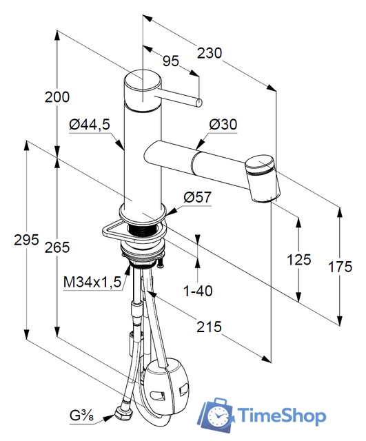 Смеситель Kludi Steel 44851F860 - Изображение №2 — Интернет-магазин Time-Shop