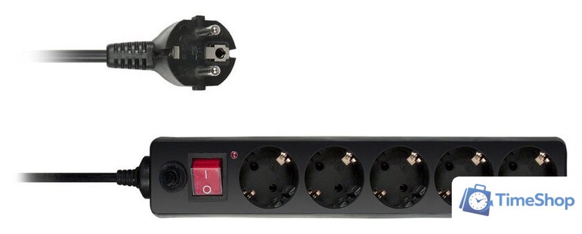 Сетевой фильтр Buro 5 розеток, черный, 3 м [500SH-3-B] - Изображение №1 — Интернет-магазин Time-Shop