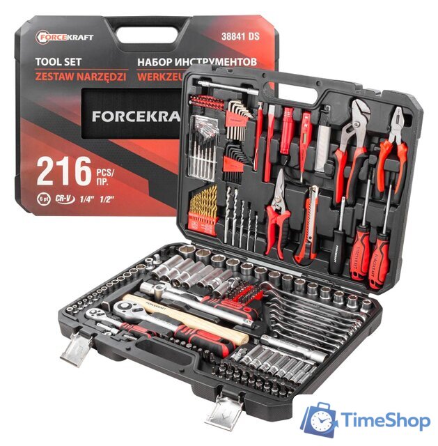 Универсальный набор инструментов ForceKraft FK-38841DS (216 предметов) - Изображение №1 — Интернет-магазин Time-Shop