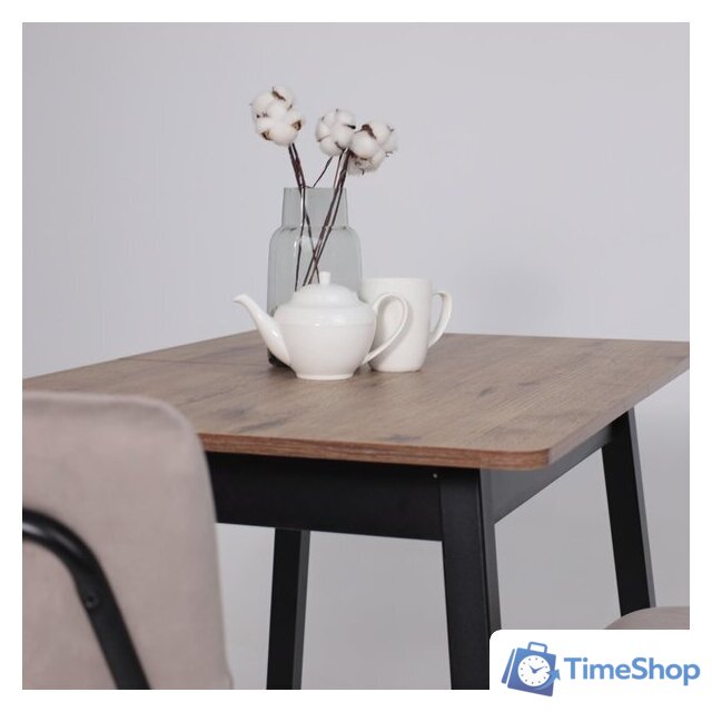 Кухонный стол Мамадома Tirk radial-94 раздвижной 94-126х64 (дуб веллингтон/черный) - Изображение №5 — Интернет-магазин Time-Shop