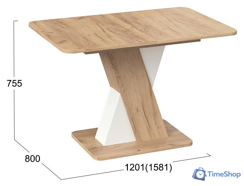 Кухонный стол Трия Люксембург тип 3 (дуб крафт золотой/белый) - Изображение №2 — Интернет-магазин Time-Shop