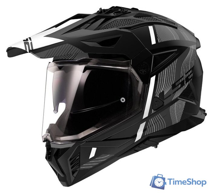 Мотошлем LS2 MX702 Pioneer 2 Hill (S, черный/белый матовый) - Изображение №1 — Интернет-магазин Time-Shop