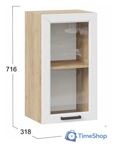 Шкаф навесной Трия Лорас 1ВВ4С с одной дверью (дуб крафт золотой/холст белый) - Изображение №3 — Интернет-магазин Time-Shop