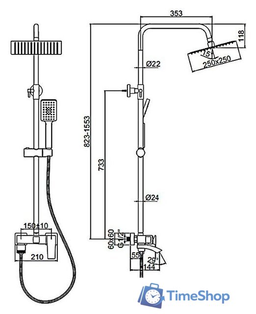 Душевая система  Ledeme L2478U - Изображение №2 — Интернет-магазин Time-Shop