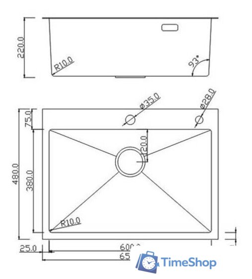 Кухонная мойка Roxen Simple 560220-65B - Изображение №3 — Интернет-магазин Time-Shop