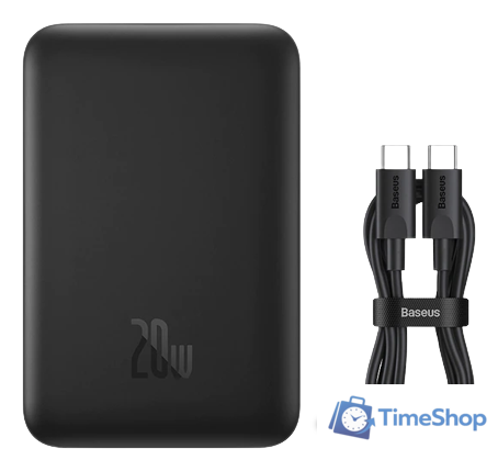 Внешний аккумулятор Baseus Magnetic Mini Wireless Fast Charge Power Bank 10000mAh 20W (черный) - Изображение №1 — Интернет-магазин Time-Shop