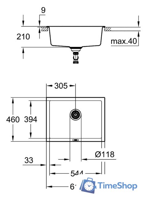 Кухонная мойка Grohe K700U 70-C 61/45.7 1.0 31655AP0 (черный гранит) - Изображение №2 — Интернет-магазин Time-Shop