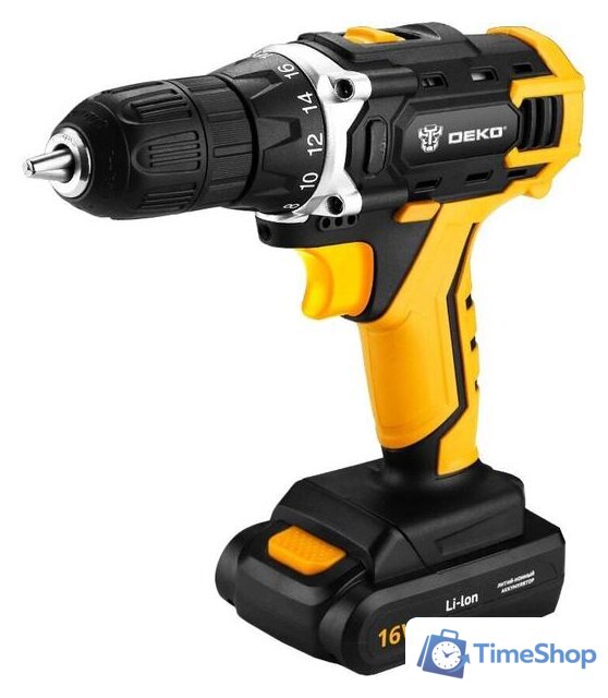 Дрель-шуруповерт Deko DKCD16FU-Li 063-4099 (с 2-мя АКБ, кейс, набор оснастки) - Изображение №2 — Интернет-магазин Time-Shop