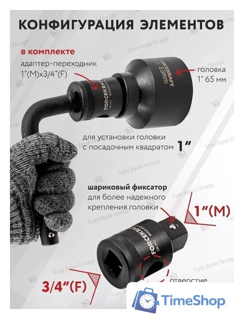 Набор головок слесарных ForceKraft FK-6154-5MPB(58241) - Изображение №9 — Интернет-магазин Time-Shop