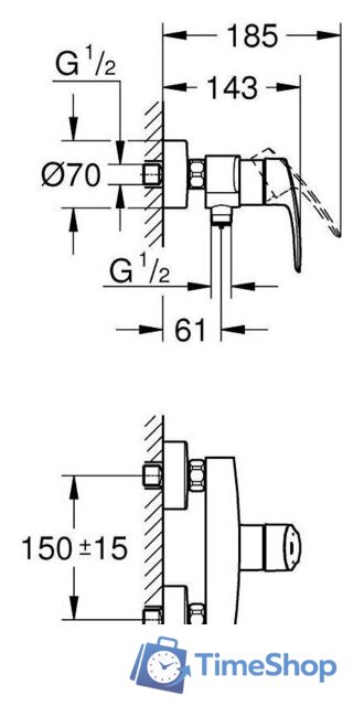Смеситель Grohe Grohe-Eurosmart 335552433 - Изображение №4 — Интернет-магазин Time-Shop