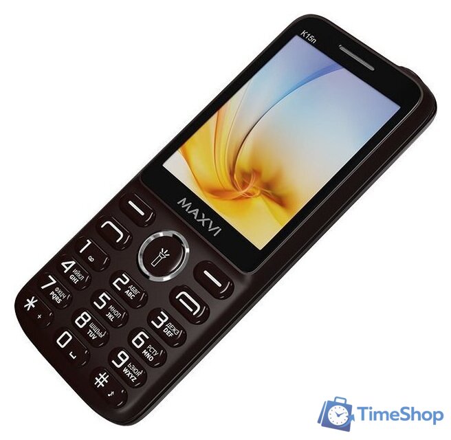 Кнопочный телефон Maxvi K15n (коричневый) - Изображение №6 — Интернет-магазин Time-Shop