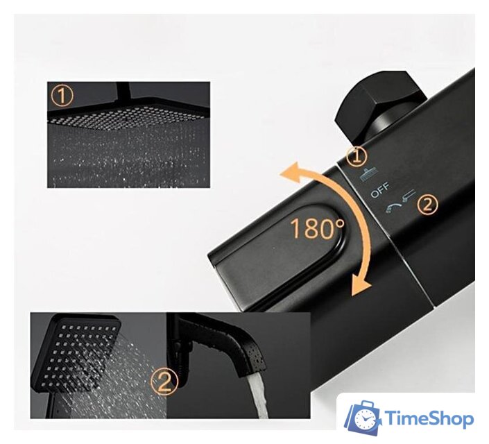 Душевая система  Gappo G2491-6 (черный) - Изображение №9 — Интернет-магазин Time-Shop