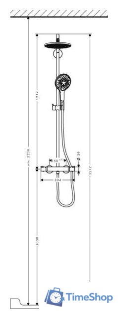 Душевая система  Hansgrohe Raindance Select 240 Showerpipe (27115000) - Изображение №2 — Интернет-магазин Time-Shop